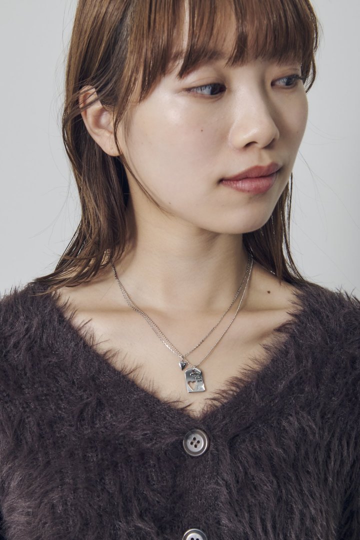 ハート カットアウト プレート レイヤード ネックレス