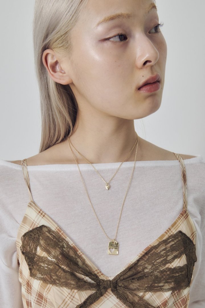 ハート カットアウト プレート レイヤード ネックレス
