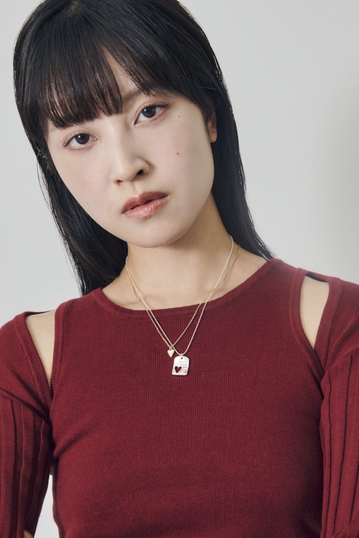 ハート カットアウト プレート レイヤード ネックレス