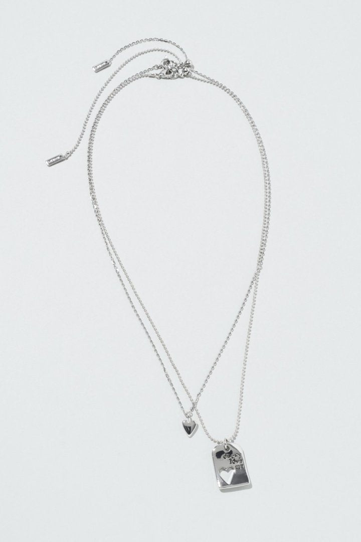 ハート カットアウト プレート レイヤード ネックレス