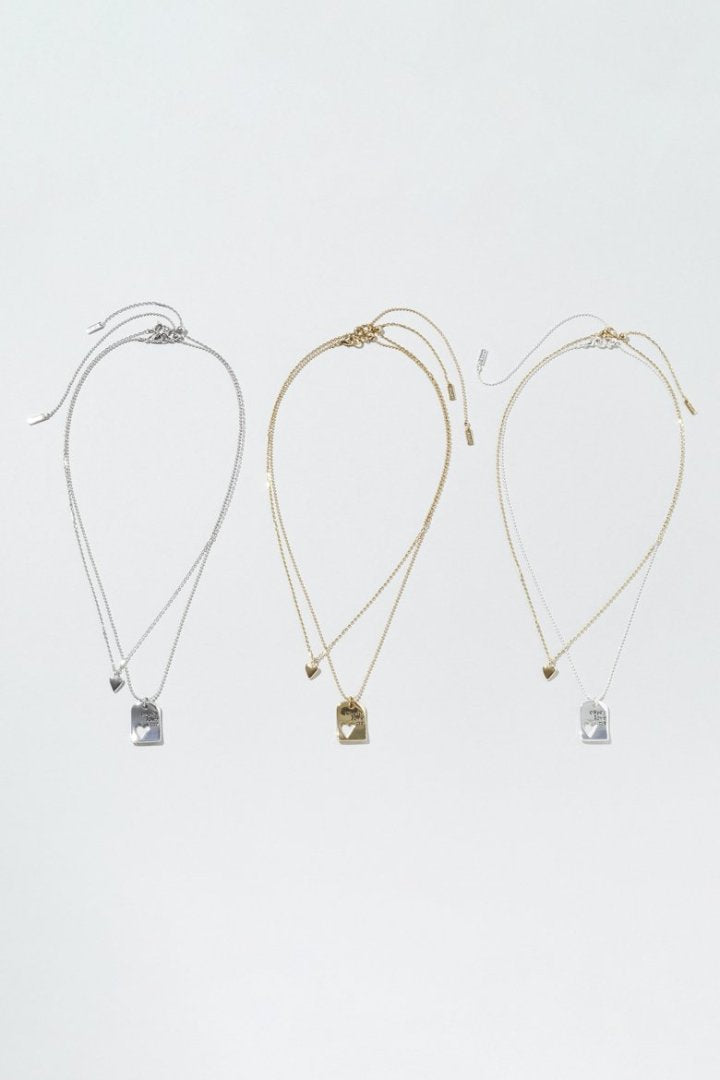 ハート カットアウト プレート レイヤード ネックレス