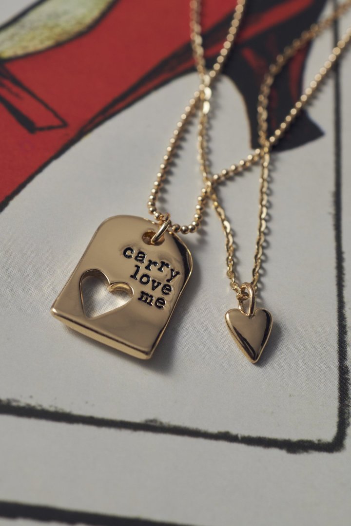 ハート カットアウト プレート レイヤード ネックレス