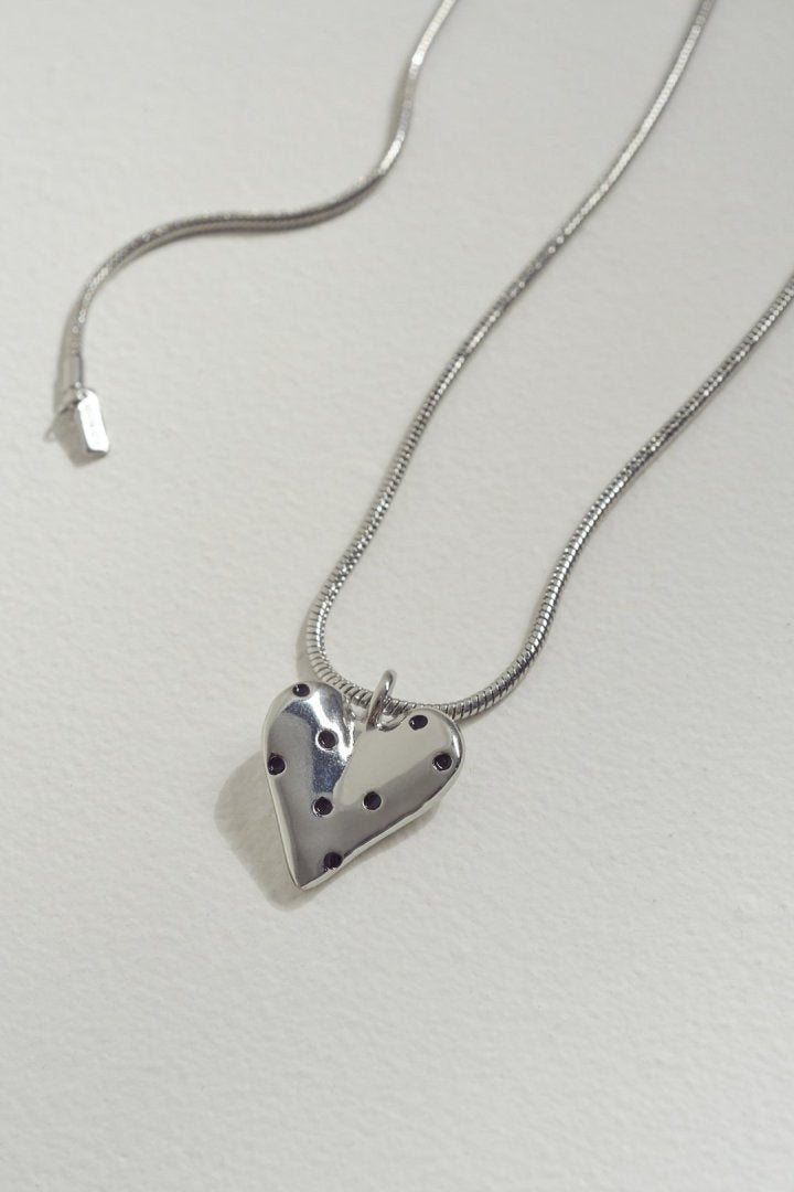 ドット ハート メタル ネックレス