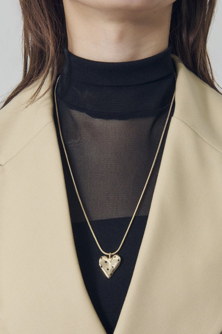 ドット ハート メタル ネックレス