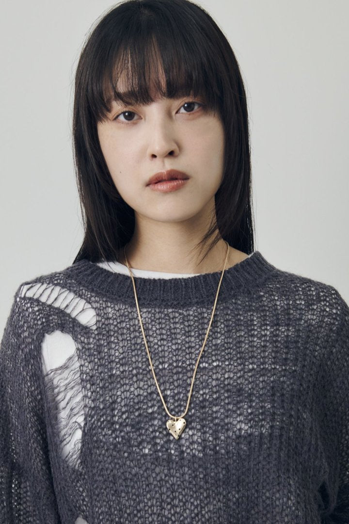 ドット ハート メタル ネックレス