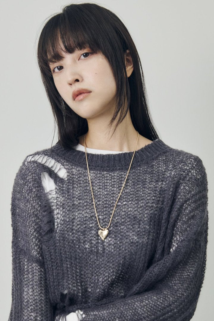 ドット ハート メタル ネックレス