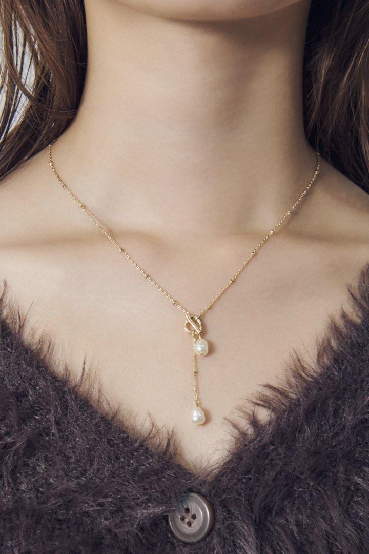 マンテル × パール スリム チェーン ネックレス