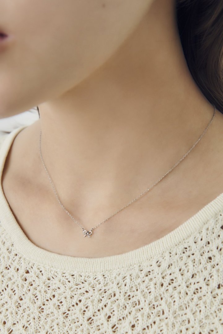 プチ リボン ステンレス ネックレス