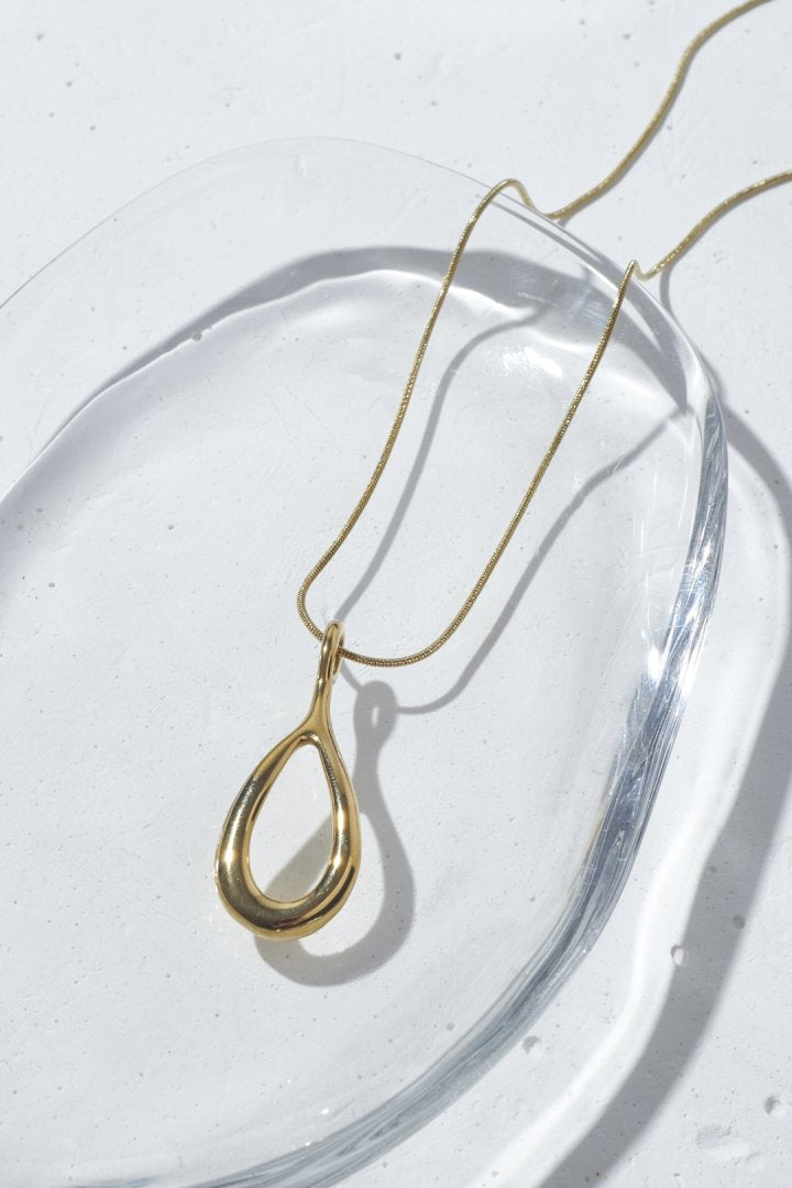 ドロップ ロング ステンレス ネックレス