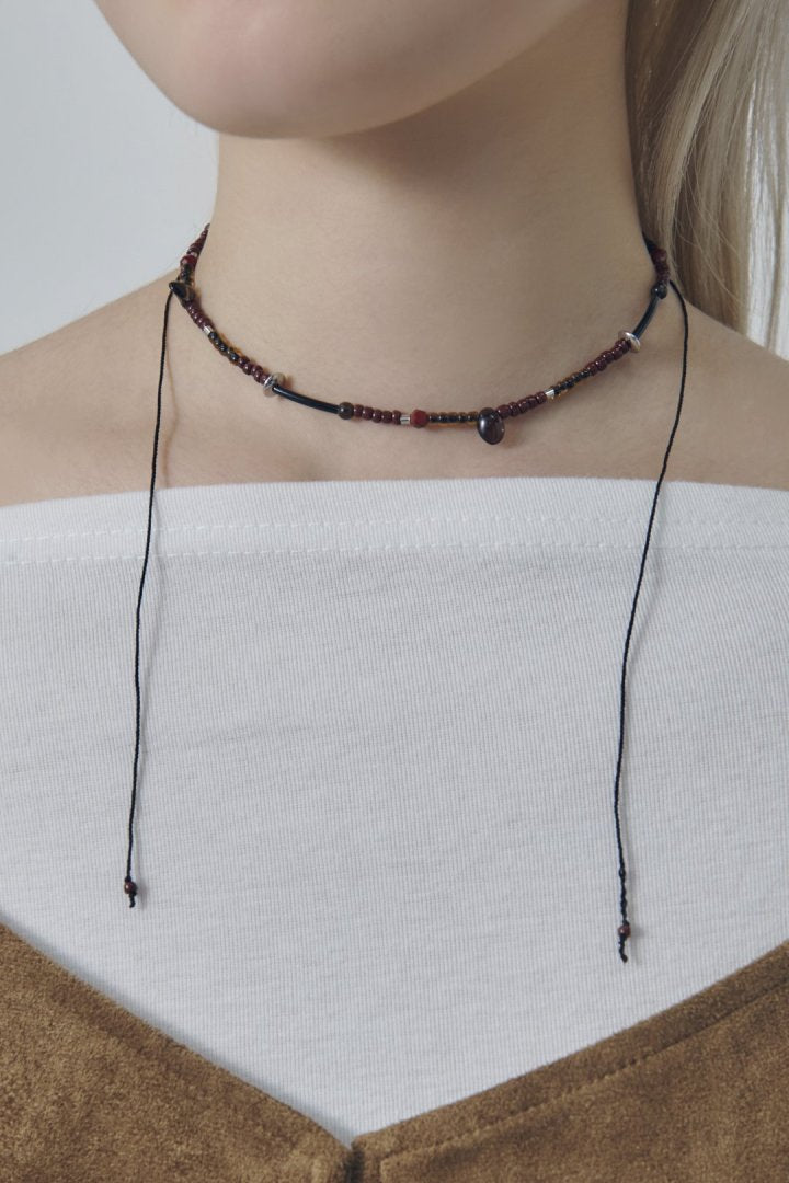 ボーダー ビーズ ネックレス