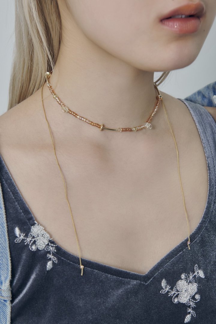 ボーダー ビーズ ネックレス