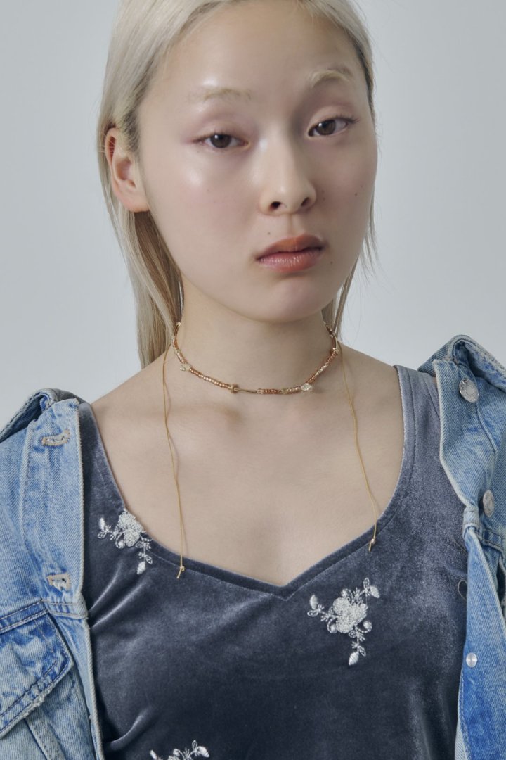 ボーダー ビーズ ネックレス