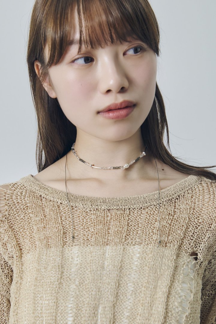 ボーダー ビーズ ネックレス