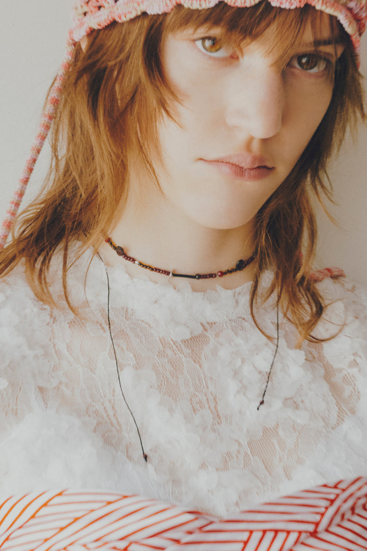 ボーダー ビーズ ネックレス