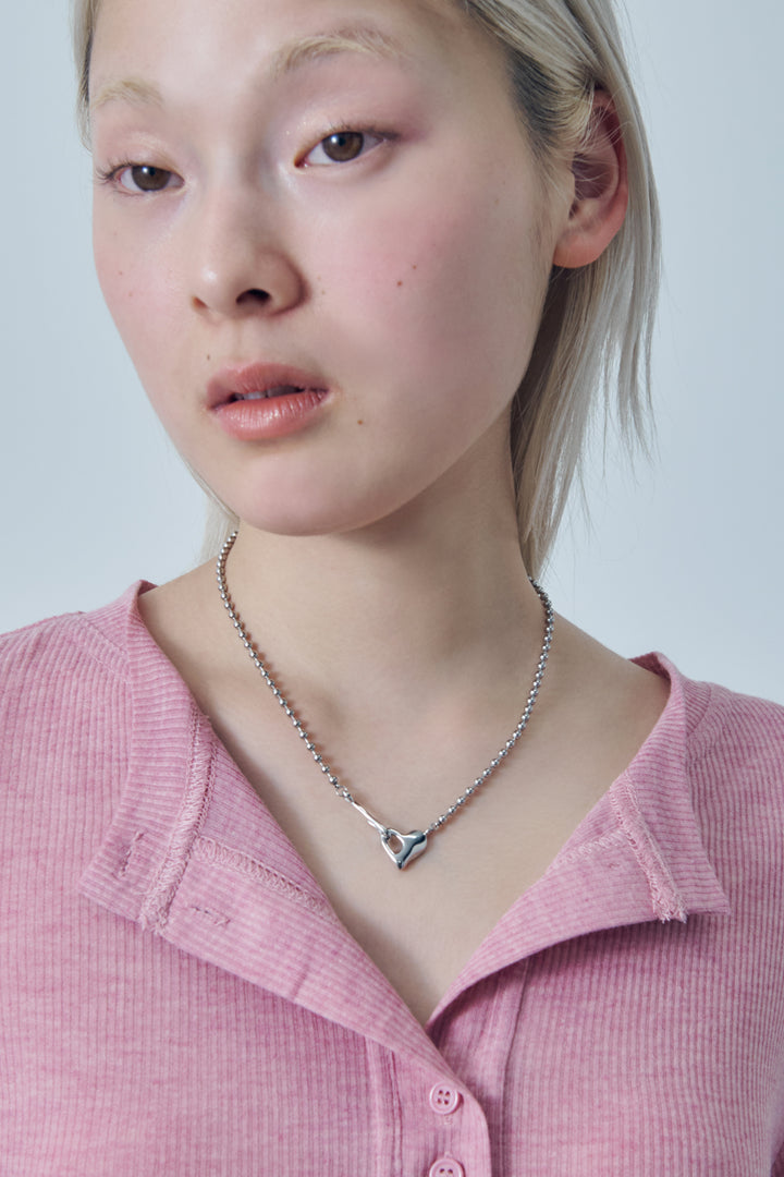 ハート フック × ボール チェーン ステンレス ネックレス