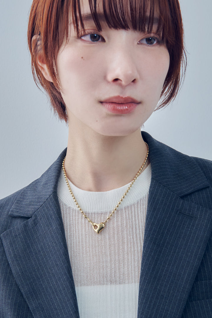 ハート フック × ボール チェーン ステンレス ネックレス