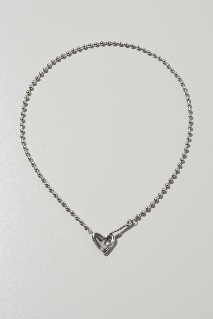 ハート フック × ボール チェーン ステンレス ネックレス
