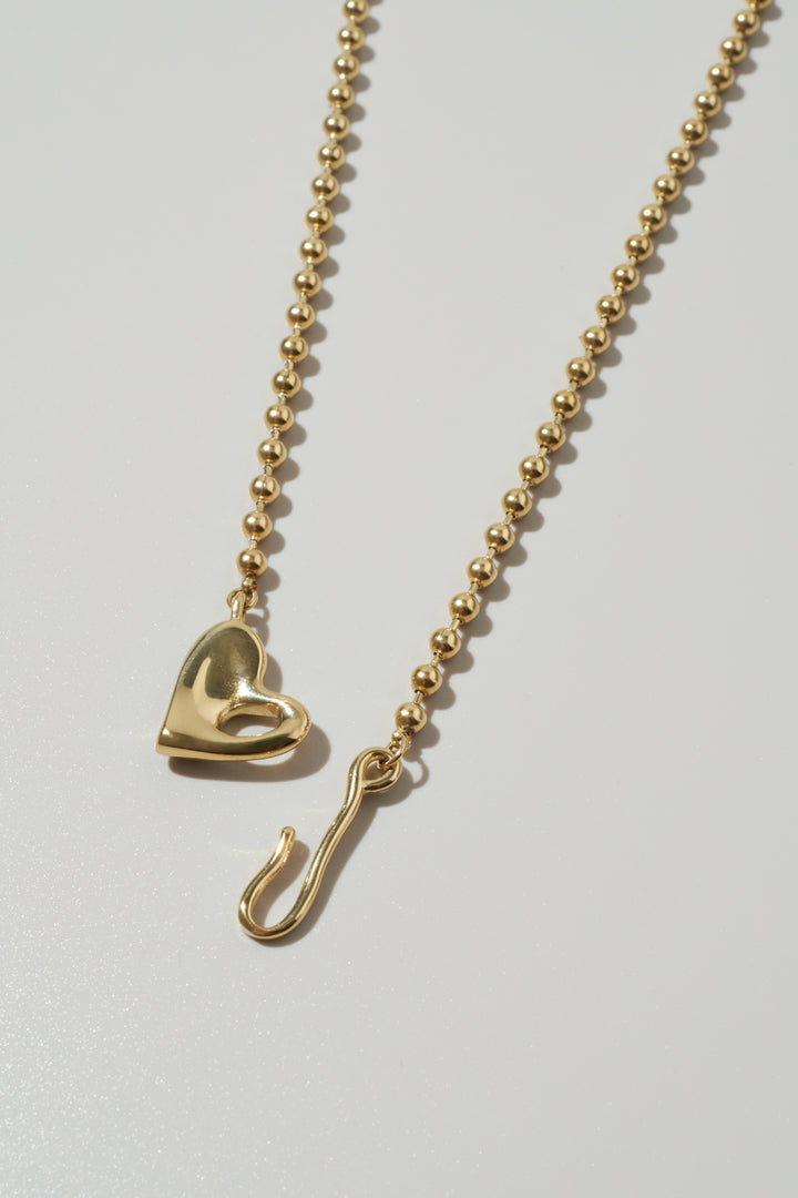 ハート フック × ボール チェーン ステンレス ネックレス