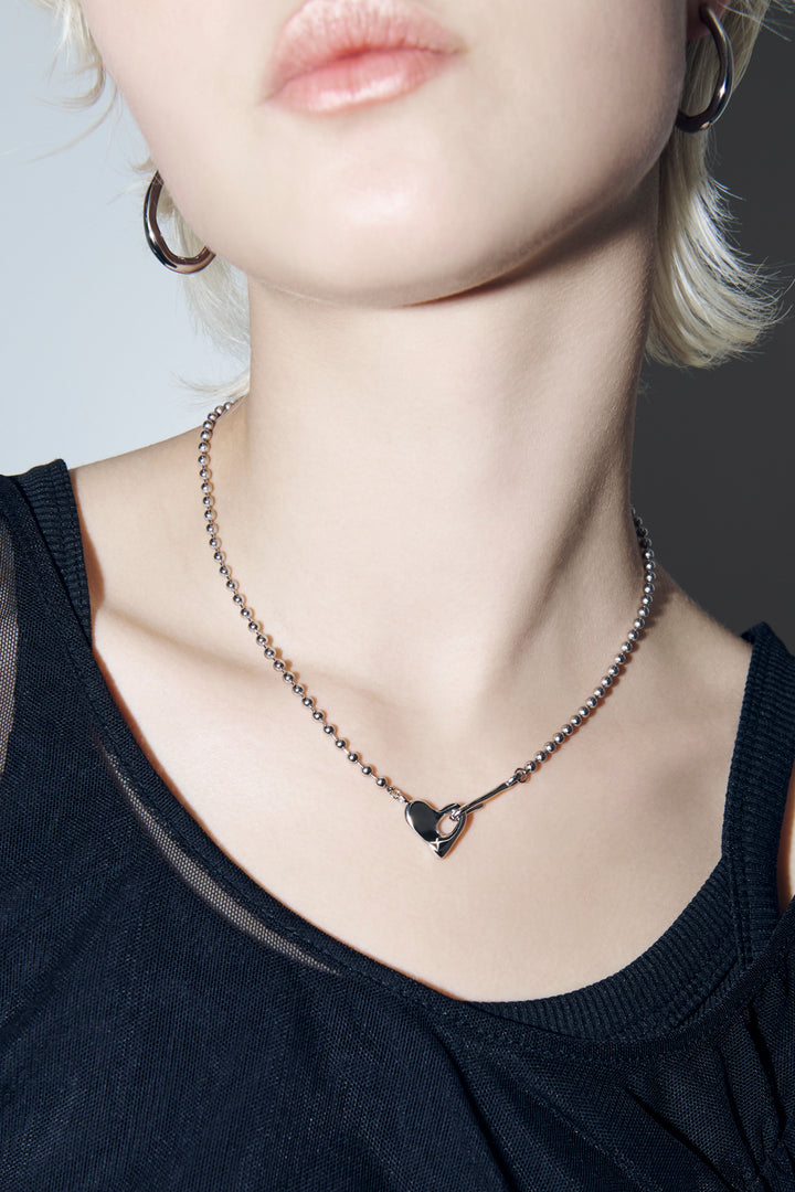 ハート フック × ボール チェーン ステンレス ネックレス