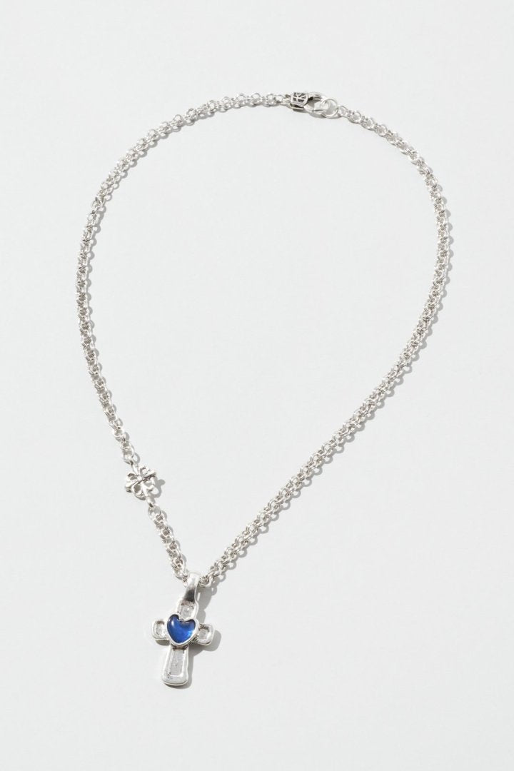 ヴィンテージ ハート エンベッド クロス ネックレス