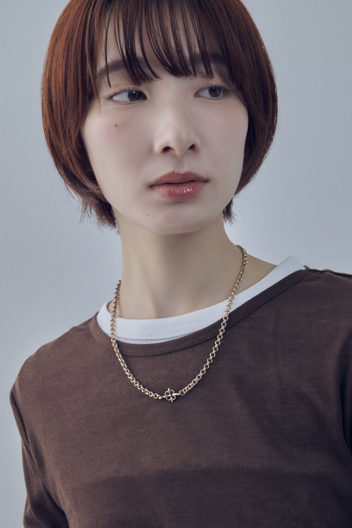 ヴィンテージ ハート エンベッド クロス ネックレス