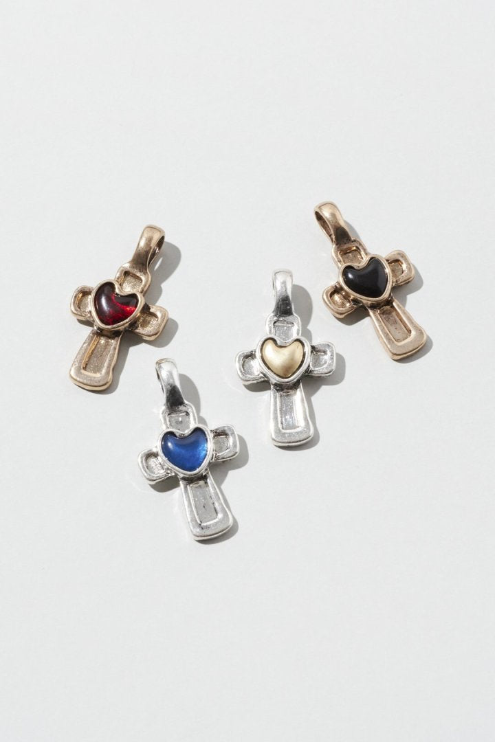 ヴィンテージ ハート エンベッド クロス ネックレス