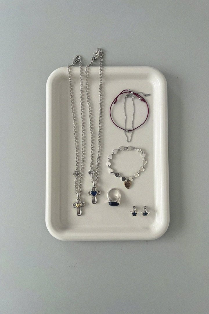 ヴィンテージ ハート エンベッド クロス ネックレス