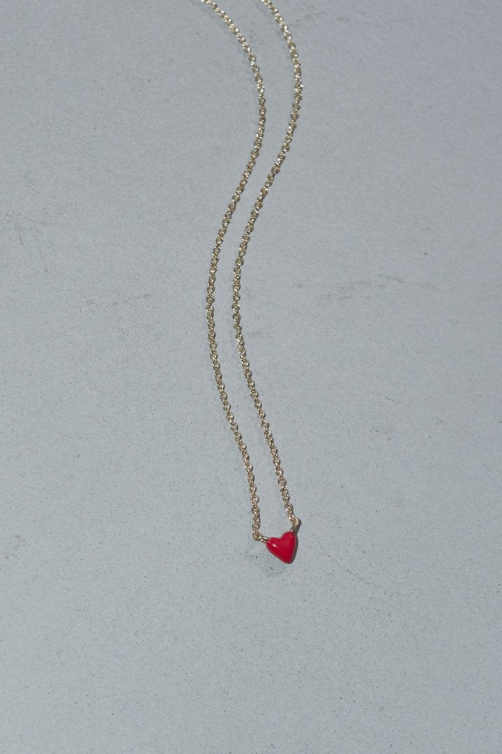プチ カラー ハート ネックレス