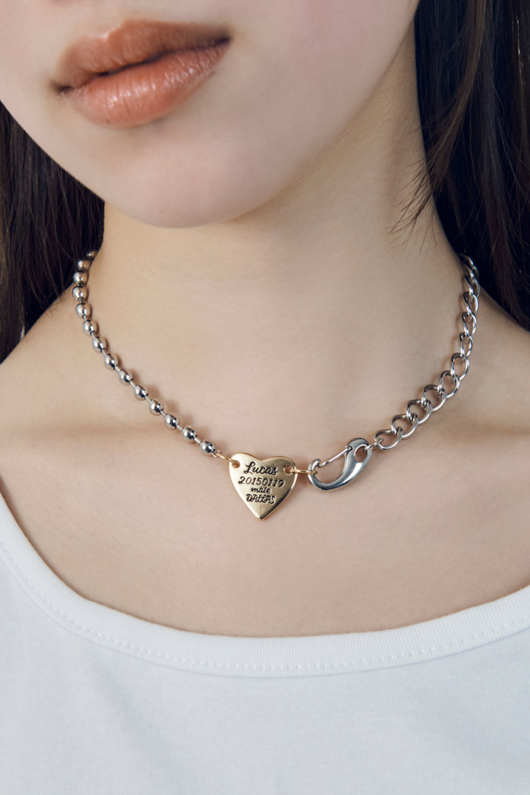 ルーカス ハート ID プレート ネックレス
