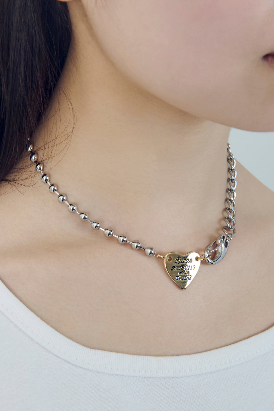 ルーカス ハート ID プレート ネックレス
