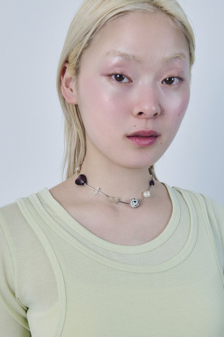 ダルメシアン × カラー ストーン ネックレス