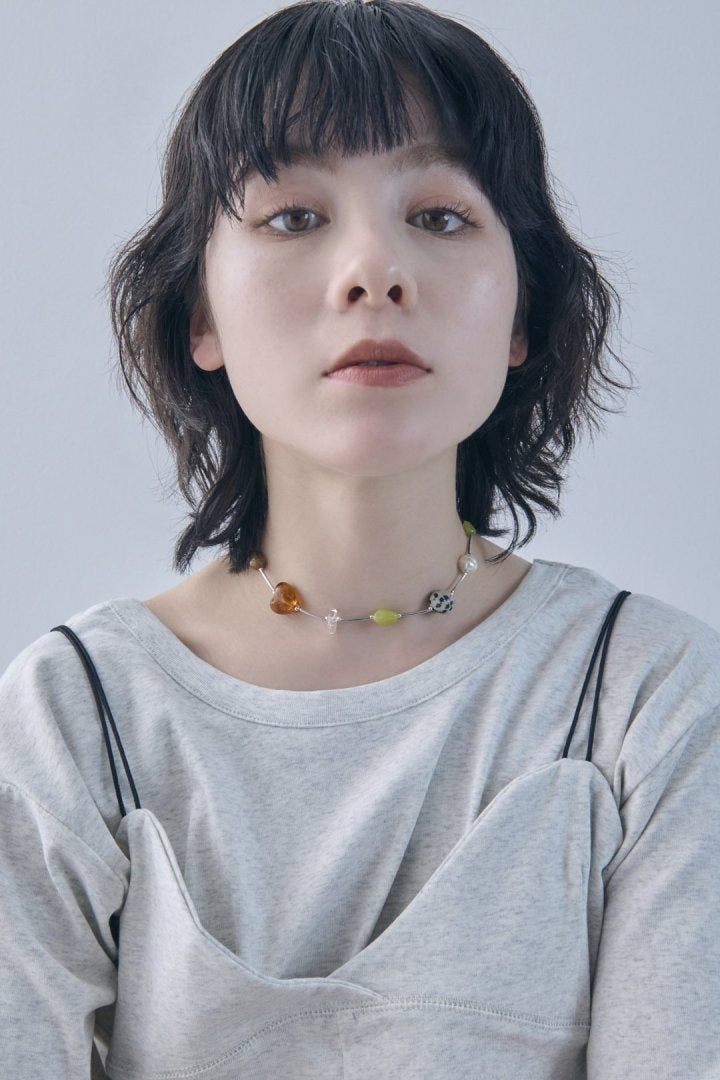 ダルメシアン × カラー ストーン ネックレス