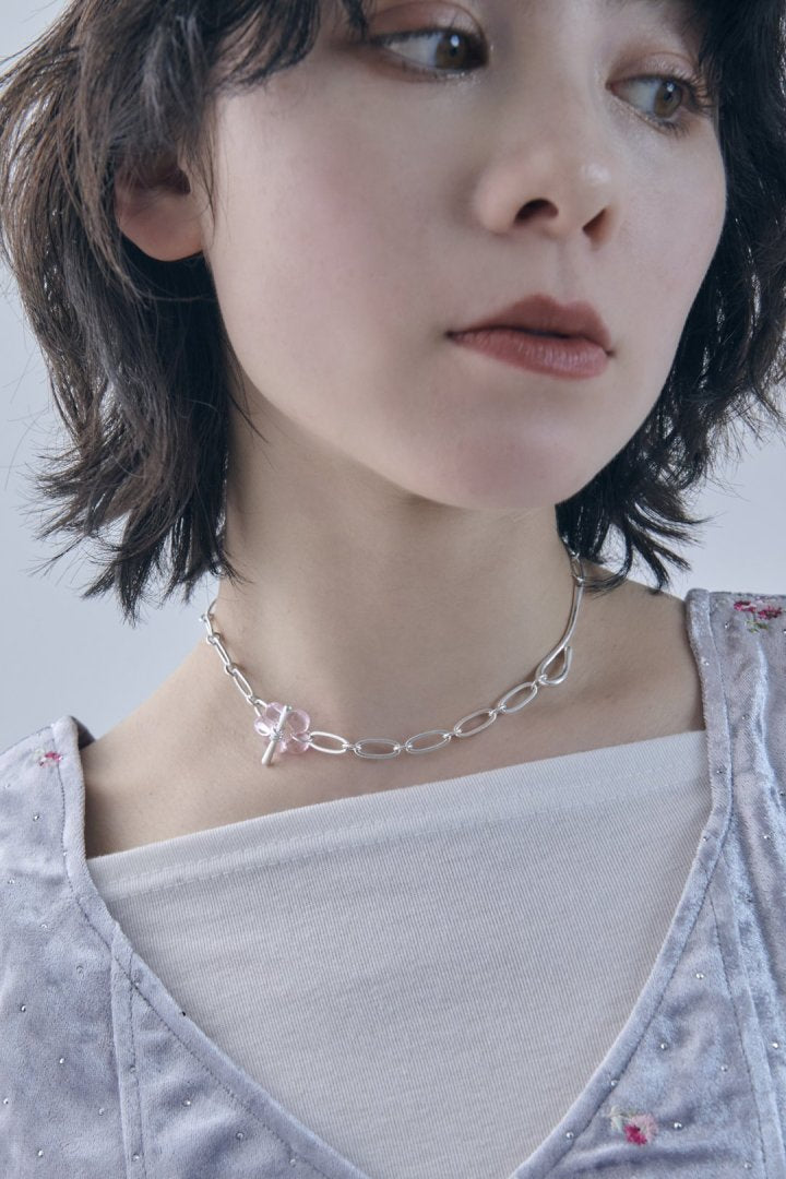グラス フラワー チェーン ネックレス