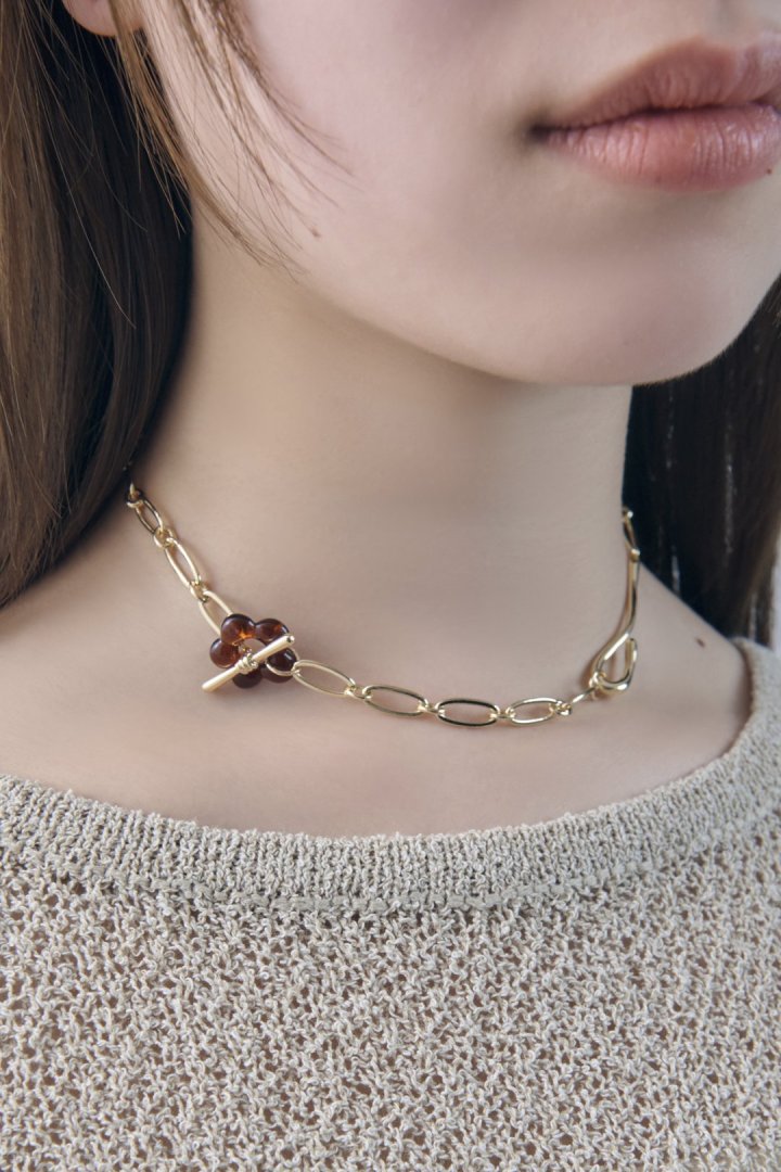 グラス フラワー チェーン ネックレス