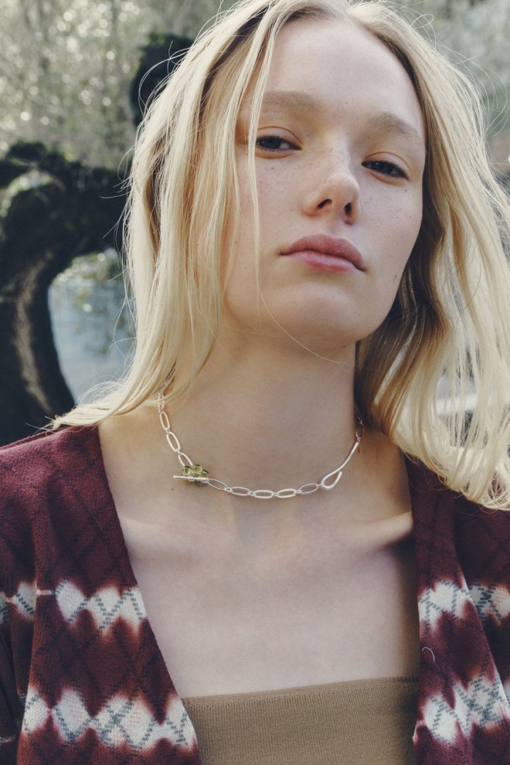 グラス フラワー チェーン ネックレス