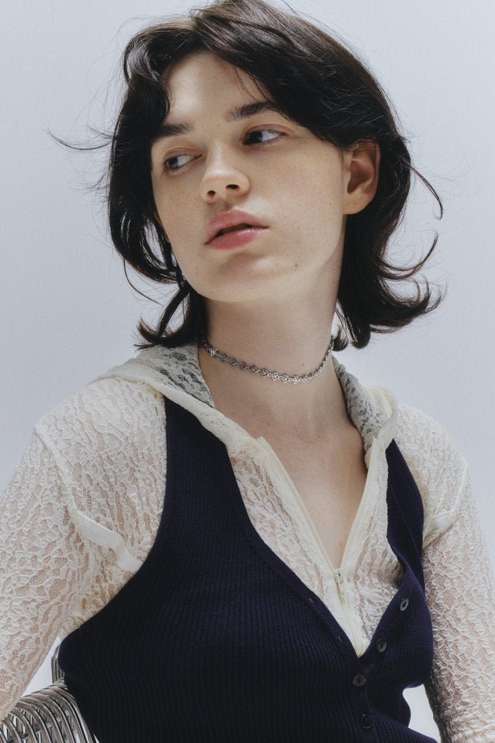 フラワー ライン ステンレス タトゥー チョーカー