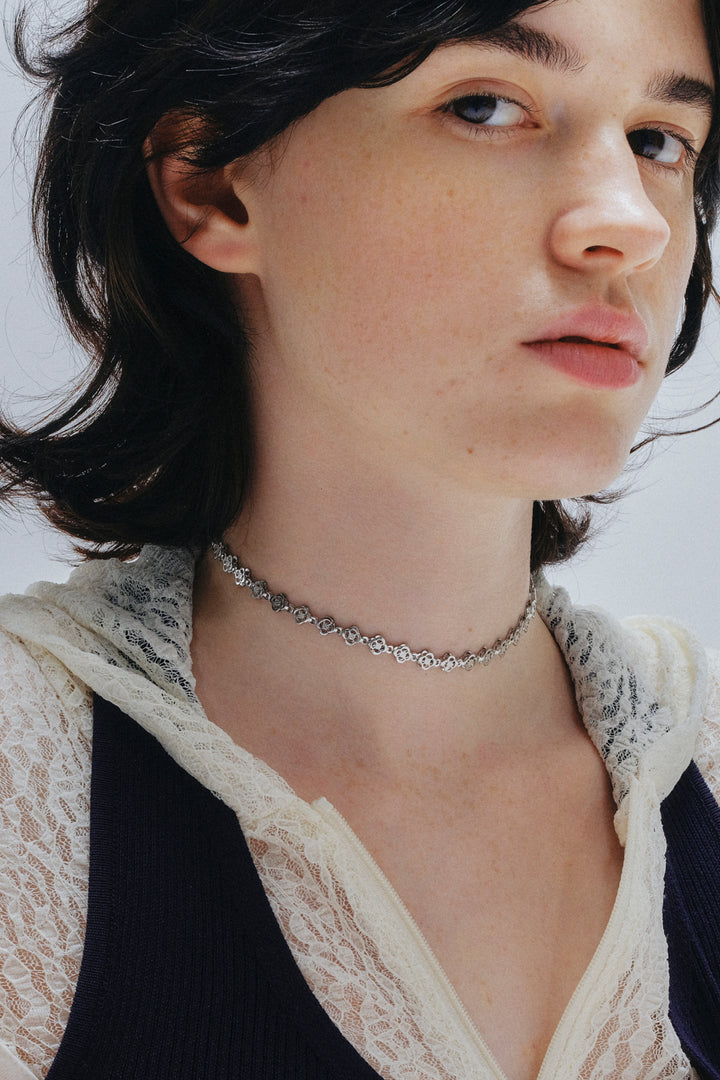 フラワー ライン ステンレス タトゥー チョーカー