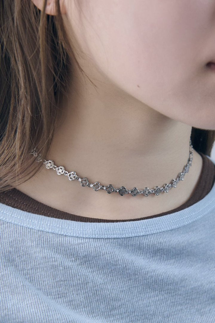 フラワー ライン ステンレス タトゥー チョーカー