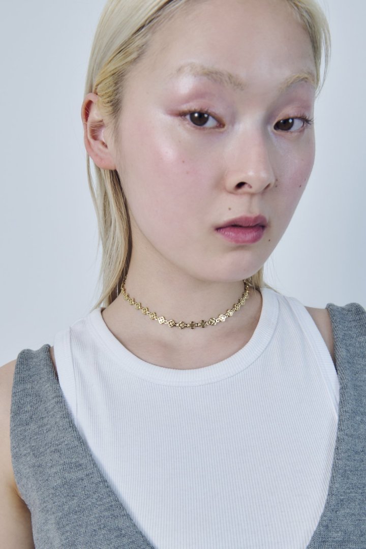 フラワー ライン ステンレス タトゥー チョーカー