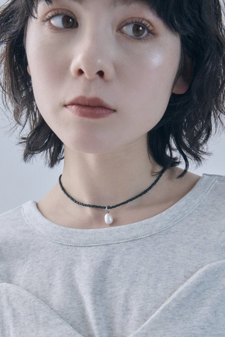 カラー ビーズ × パール ステンレス ネックレス