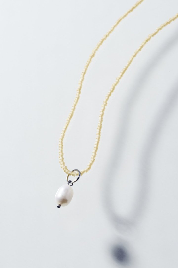 カラー ビーズ × パール ステンレス ネックレス