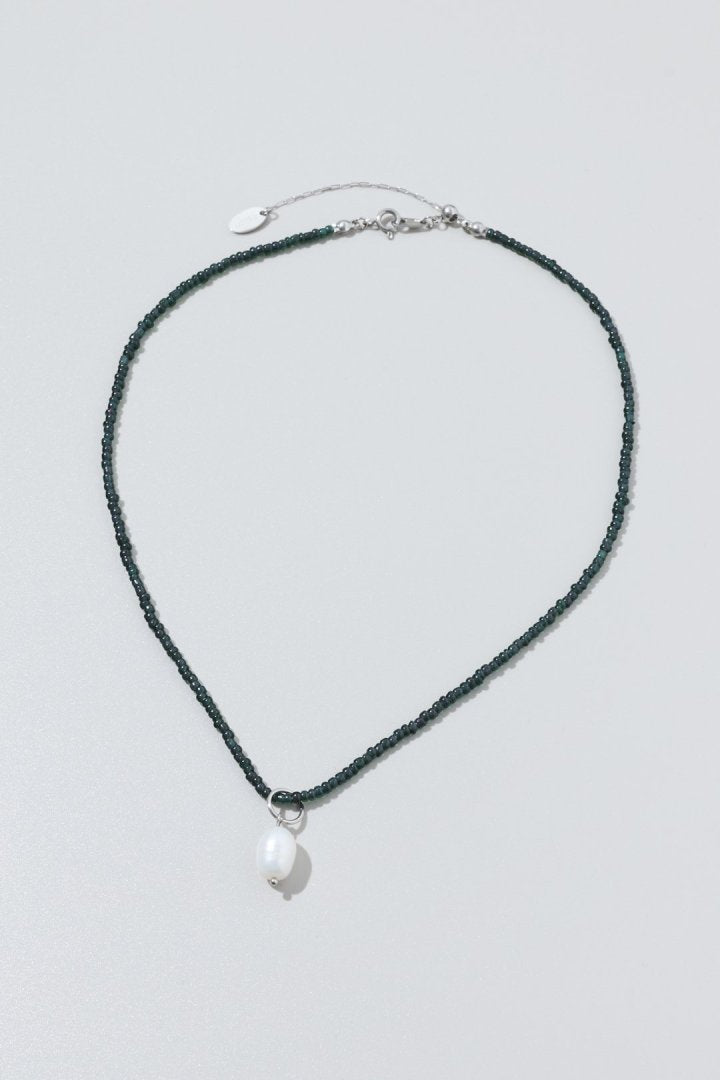 カラー ビーズ × パール ステンレス ネックレス