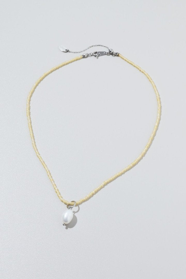 カラー ビーズ × パール ステンレス ネックレス