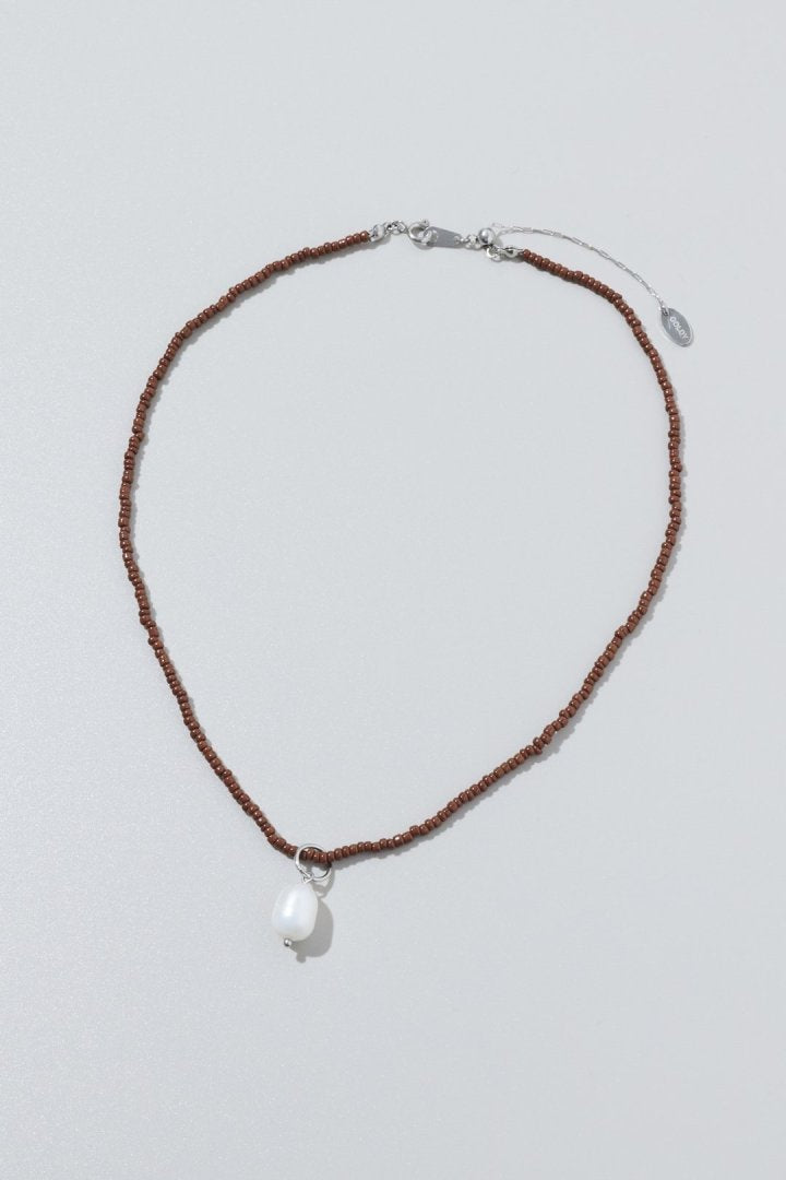 カラー ビーズ × パール ステンレス ネックレス
