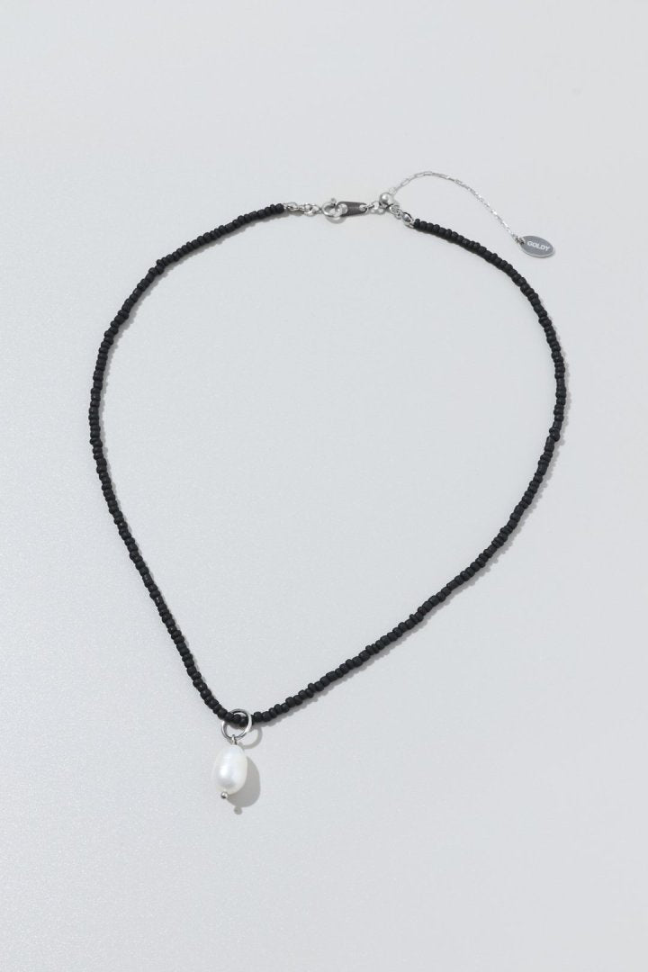 カラー ビーズ × パール ステンレス ネックレス