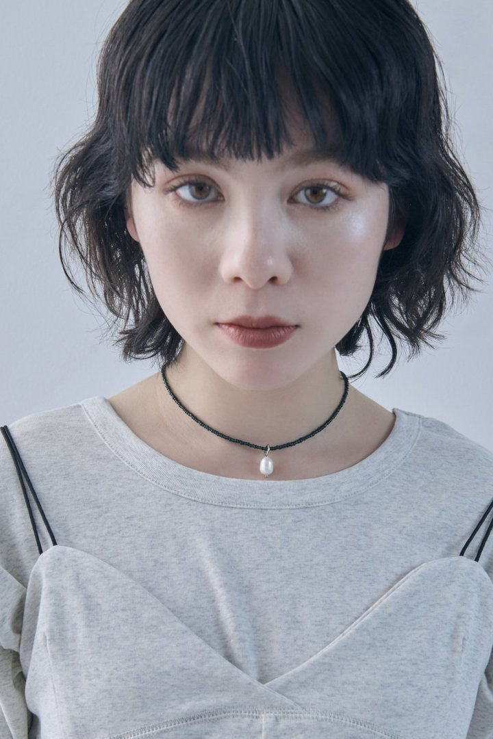 カラー ビーズ × パール ステンレス ネックレス