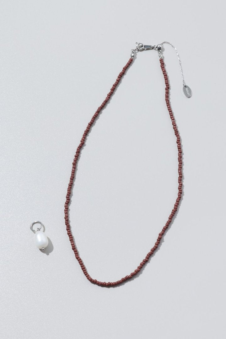 カラー ビーズ × パール ステンレス ネックレス