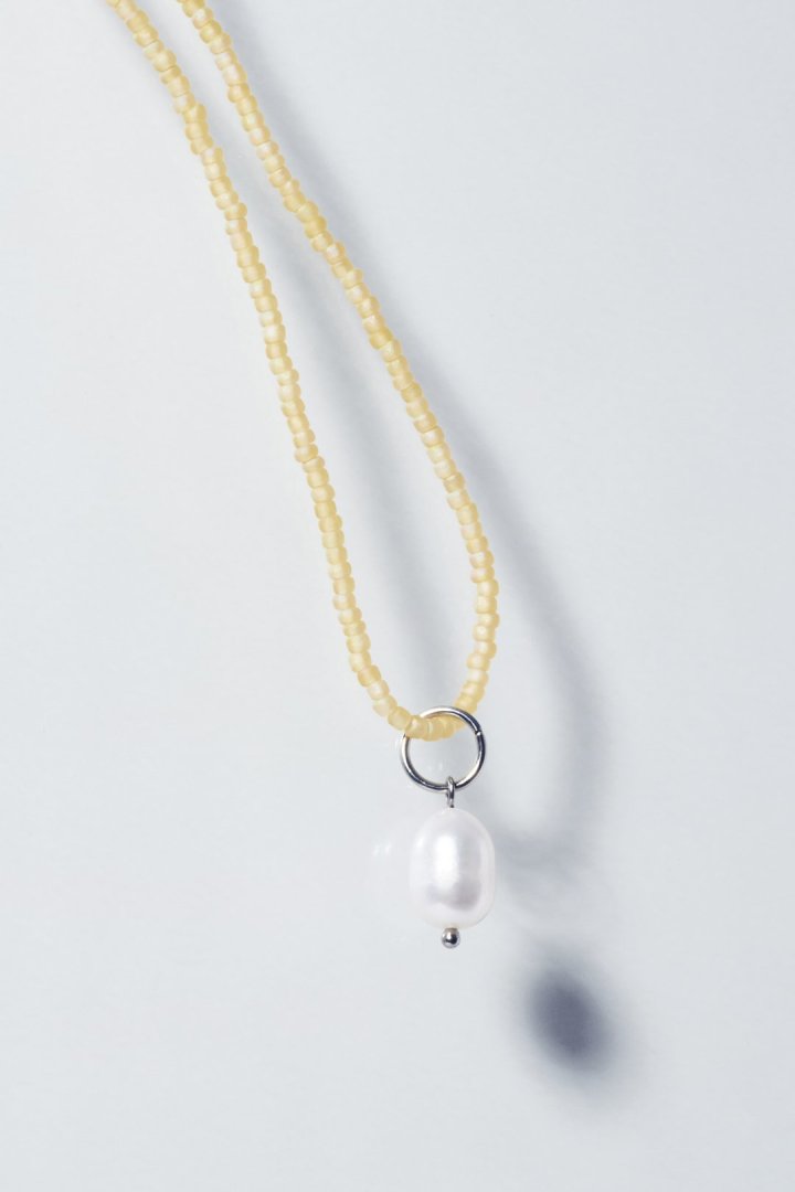 カラー ビーズ × パール ステンレス ネックレス