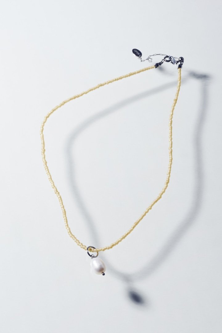 カラー ビーズ × パール ステンレス ネックレス