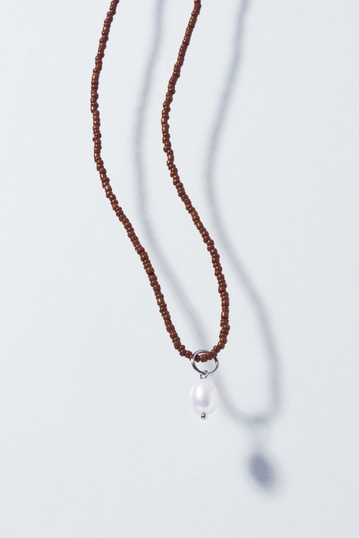 カラー ビーズ × パール ステンレス ネックレス